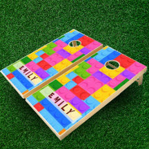 Cute Colourful Pink Blue Building Blocks Kids Name