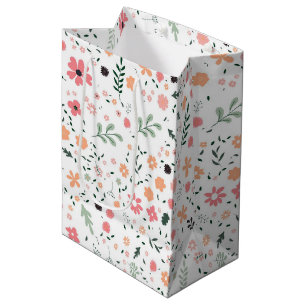 Cute Colourful Pink Girly Party Celebration Flower Medium Gift Bag