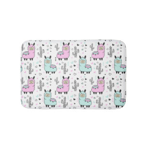 Cute & Colourful Pink Llama kids Bath Mat