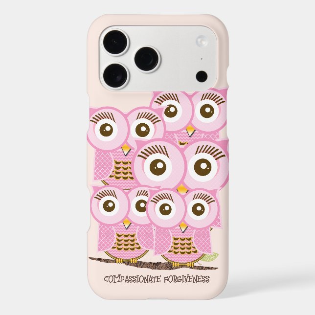 Cute Colourful Pink Owls Change Yellow to any Colo (Back)