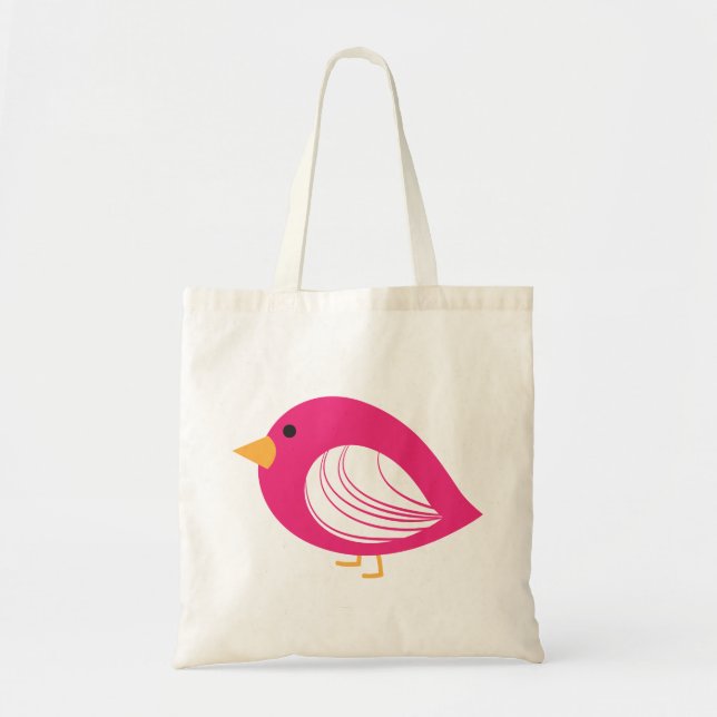 Cute colourful pink quirky birds tote bag (Front)