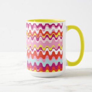 Cute colourful pink red abstract wave pattern mug