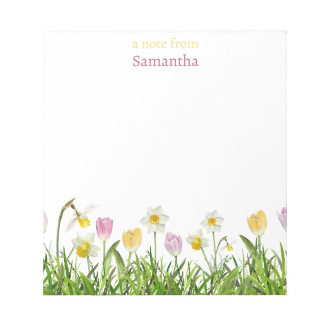 Cute Colourful Pink Yellow Wildflower Floral Notepad (Front)