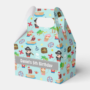 Cute Colourful Pirate Pattern Kids Birthday Party Favour Box