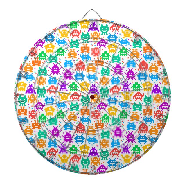 Cute colourful pixelated monsters patterns tablecl dartboard (Front)