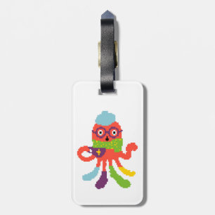 Cute colourful pixeled sick octapus throw pillow luggage tag