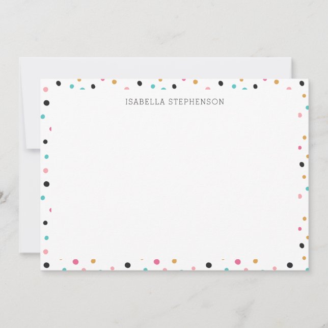 Cute Colourful Polka Dot Pattern Personalised Name Thank You Card (Front)