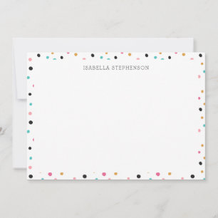 Cute Colourful Polka Dot Pattern Personalised Name Thank You Card