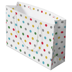Cute colourful polka dots pattern large gift bag