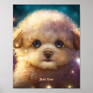 Cute Colourful Poodle Puppy Dog Pet Nursery Poster