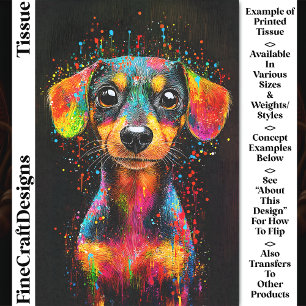 Cute Colourful Pop Art Dachshund Dog CT1 Decoupage Tissue Paper
