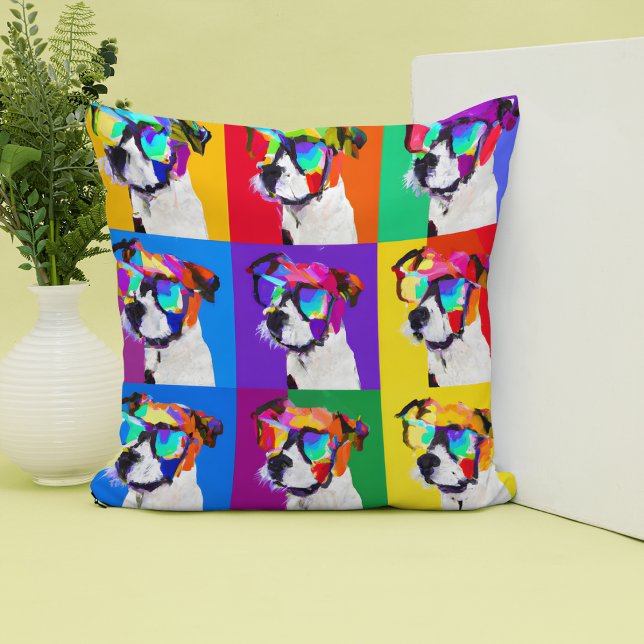 Cute Colourful Pop Art Jack Russell Cushion (Creator Uploaded)