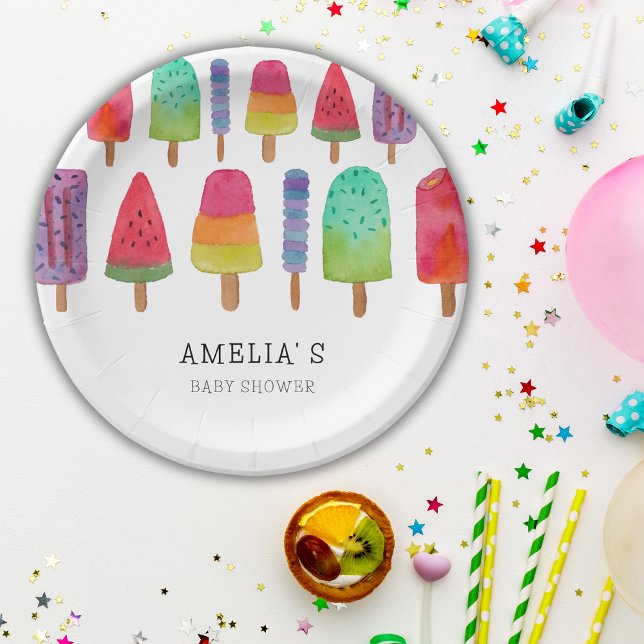 Cute Colourful Popsicle Baby Shower Party  Paper Plate (Creator Uploaded)