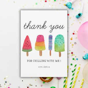 Cute Colourful Popsicle Party Thank You Card