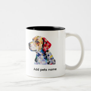 Cute Colourful Puppy Dog Design Two-Tone Coffee Mug