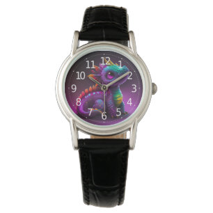 Cute Colourful Purple Dragon Lizard Artwork   Watch