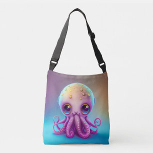 Cute Colourful Purple Octopus Alien Artwork   Crossbody Bag