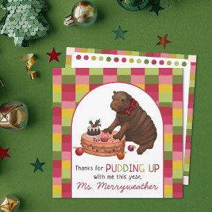 Cute Colourful Pygmy Hippo Teacher Appreciation  Holiday Card