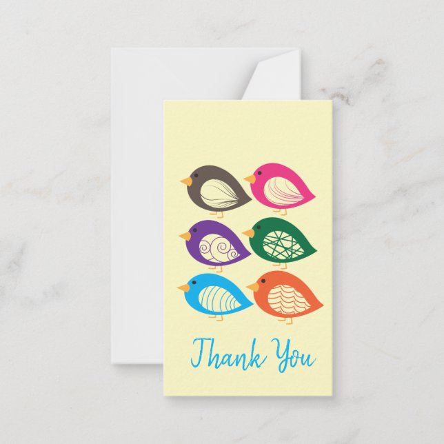 Cute colourful quirky birds card (Front)