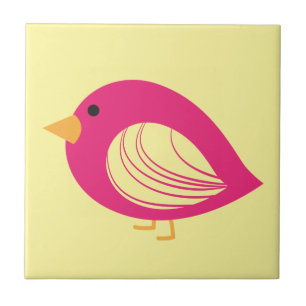 Cute colourful quirky birds ceramic tile
