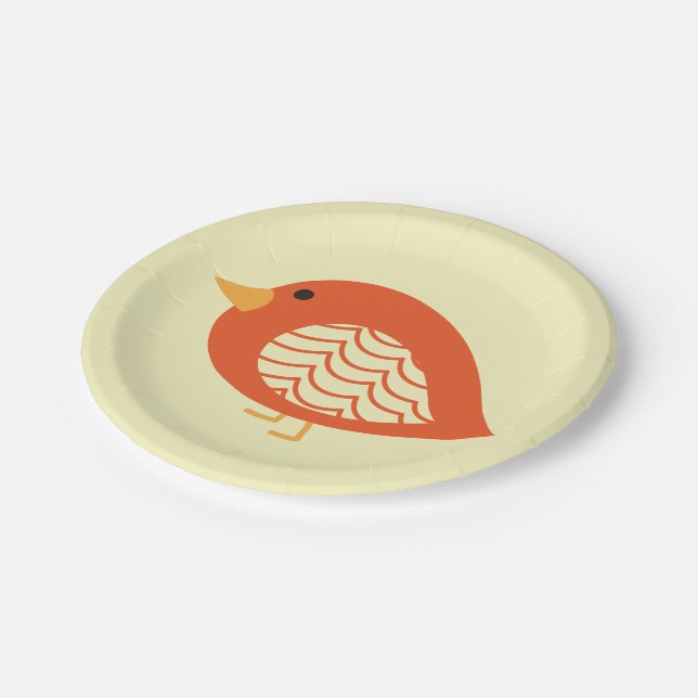 Cute colourful quirky birds paper plate (Angled)