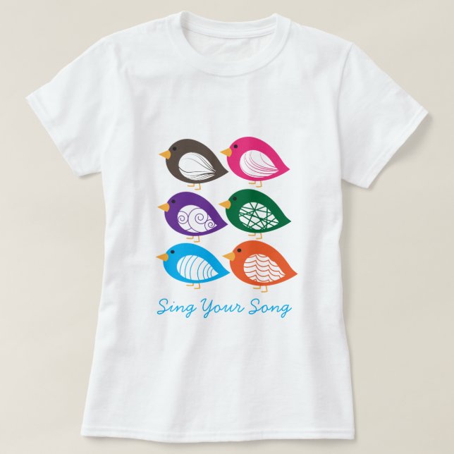 Cute colourful quirky birds T-Shirt (Design Front)
