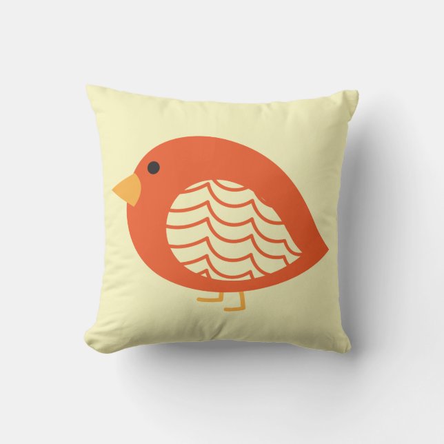 Cute colourful quirky birds throw pillow (Front)