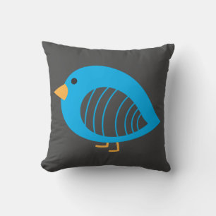 Cute colourful quirky birds throw pillow