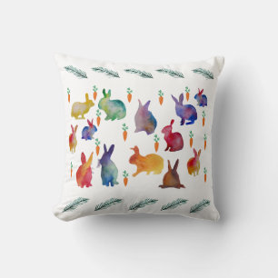 Cute Colourful Rabbits Easter Time Cushion
