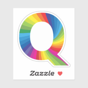 Cute Colourful Rainbow Alphabet Q