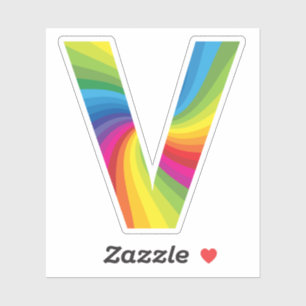 Cute Colourful Rainbow Alphabet V