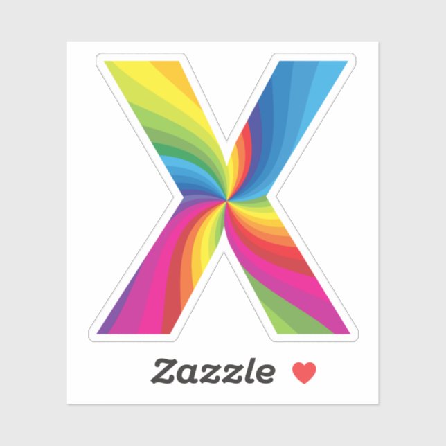 Cute Colourful Rainbow Alphabet X (Sheet)