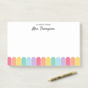 Cute Colourful Rainbow Arch Personalised Teacher Post-it Notes