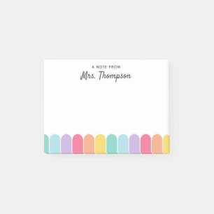 Cute Colourful Rainbow Arch Personalised Teacher Post-it Notes