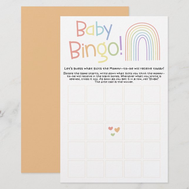 Cute Colourful Rainbow Baby Bingo Game Flyer (Front/Back)