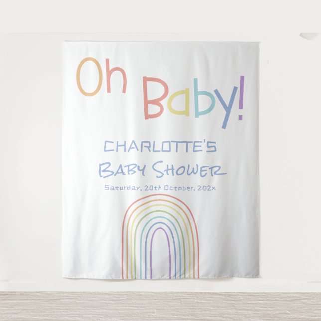 Cute Colourful Rainbow Baby Shower Backdrop Tapestry (Front)