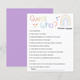 Cute Colourful Rainbow Baby Shower Guess Who Game