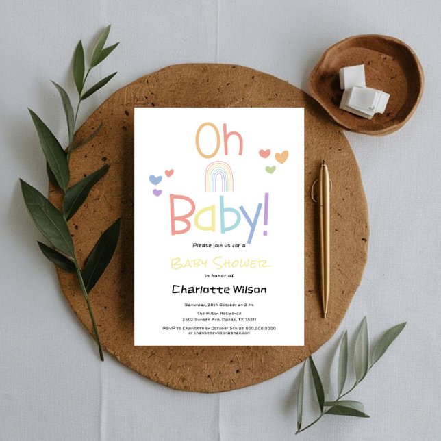 Cute Colourful Rainbow Baby Shower Invitation (Creator Uploaded)