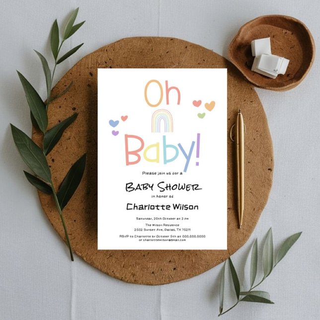Cute Colourful Rainbow Baby Shower Invitation (Creator Uploaded)