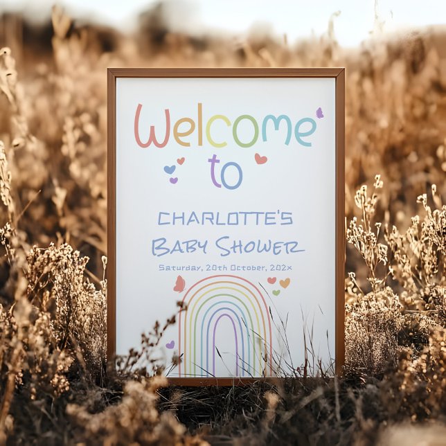 Cute Colourful Rainbow Baby Shower Welcome Sign (Creator Uploaded)