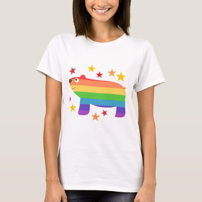 Cute Colourful Rainbow Bear Icon Logo Design T-Shirt (Front)