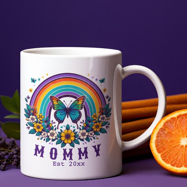 Cute Colourful Rainbow Butterfly New Mummy Gift  Coffee Mug (Creator Uploaded)