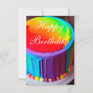 Cute Colourful Rainbow Cake Birthday Card