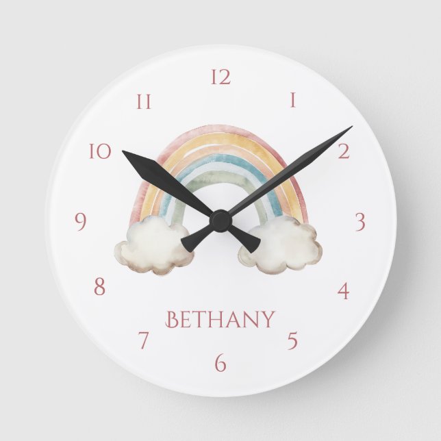 Cute Colourful Rainbow Child's Wall Clock (Front)