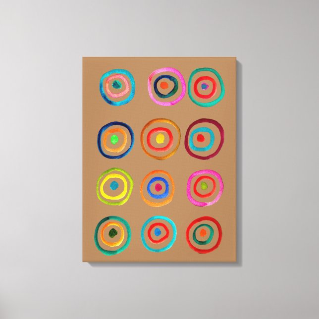 Cute colourful rainbow circles whimsical canvas print (Front)