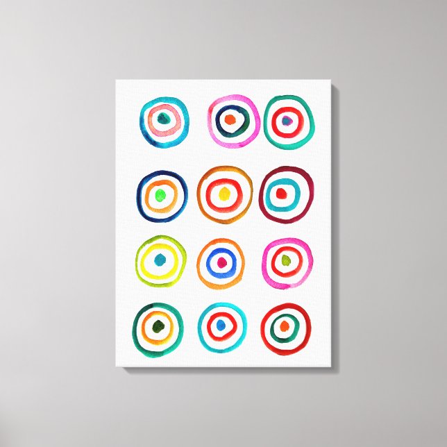 Cute colourful rainbow circles whimsical canvas print (Front)