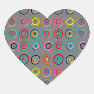 Cute colourful rainbow circles whimsical heart sticker