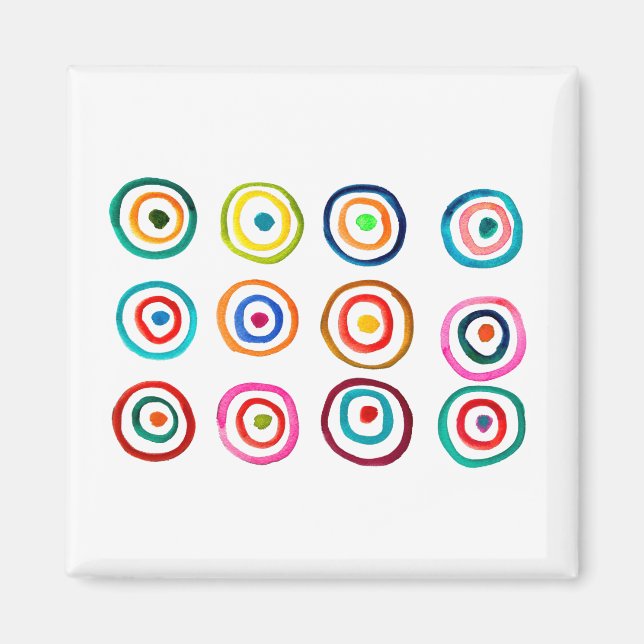 Cute colourful rainbow circles whimsical magnet (Front)