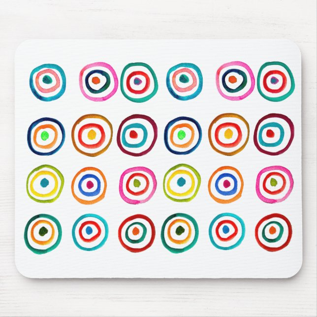 Cute colourful rainbow circles whimsical mouse mat (Front)