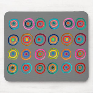 Cute colourful rainbow circles whimsical mouse mat